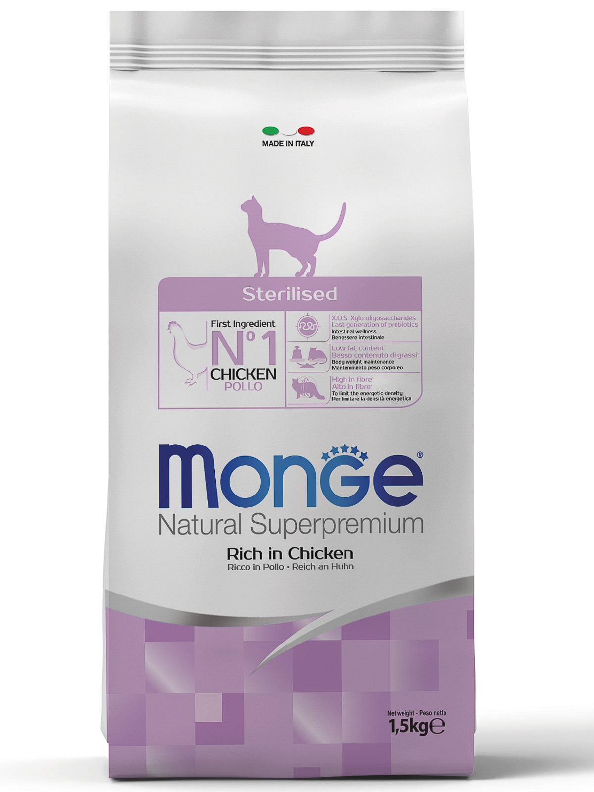 

Сухой корм для кошек Monge Cat Sterilised, для стерилизованных, 1,5 кг