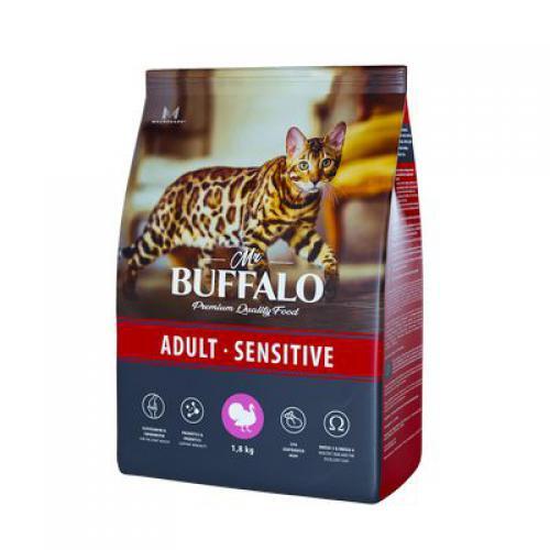 фото Сухой корм для кошек mr.buffalo adult sensitive с индейкой, 1,8 кг