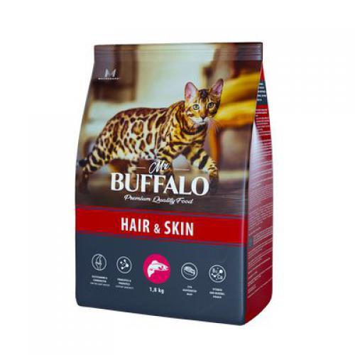 фото Сухой корм для кошек mr.buffalo adult hair&skin с лососем, 1,8 кг