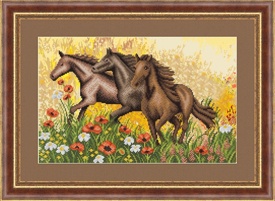 

Благовест (бисер), Бегущие среди маков, 41*26,5 см