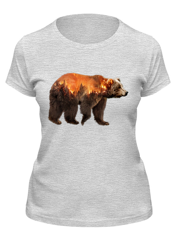 

Футболка женская Printio Медведь серая L, Серый, Медведь