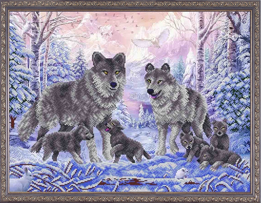 

Благовест (бисер), Семейство волков, 42*55 см