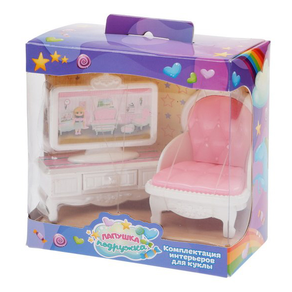 

Мебель для кукол Zhorya Toys Лапушка подружка Гостиная, Белый;розовый