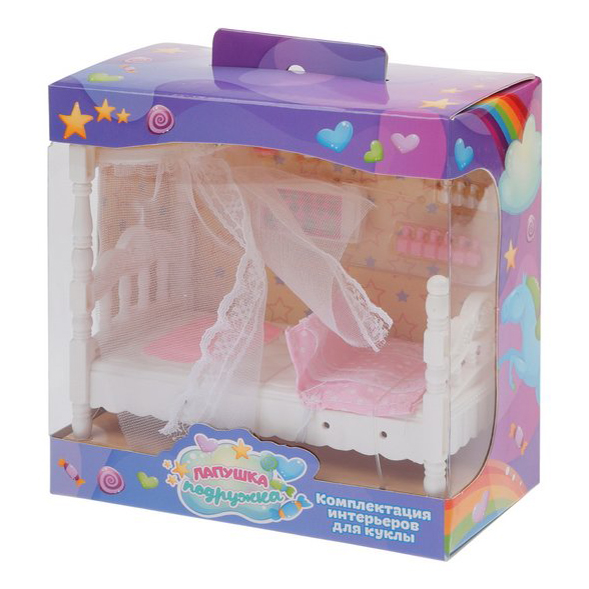 

Мебель для кукол Zhorya Toys Лапушка подружка Спальня, Белый;розовый
