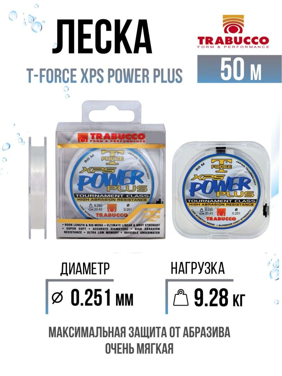 Монолеска Trabucco T-Force XPS Power Plus 50m Clear 0.251mm/9.28kg