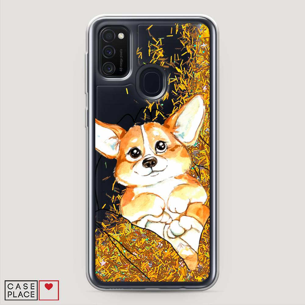 

Жидкий чехол с блестками "Корги в ладошках" на Samsung Galaxy M30s, 29890-1