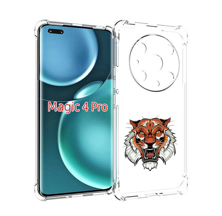 

Чехол MyPads оранжевый седой тигр для Honor Magic4 Pro, Прозрачный, Tocco