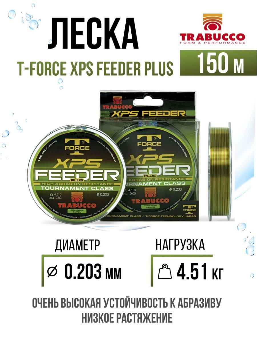 

Монолеска Trabucco T-Force XPS Feeder Plus 150m Camo 0.203mm/4.51kg, T-Force XPS Feeder Plus