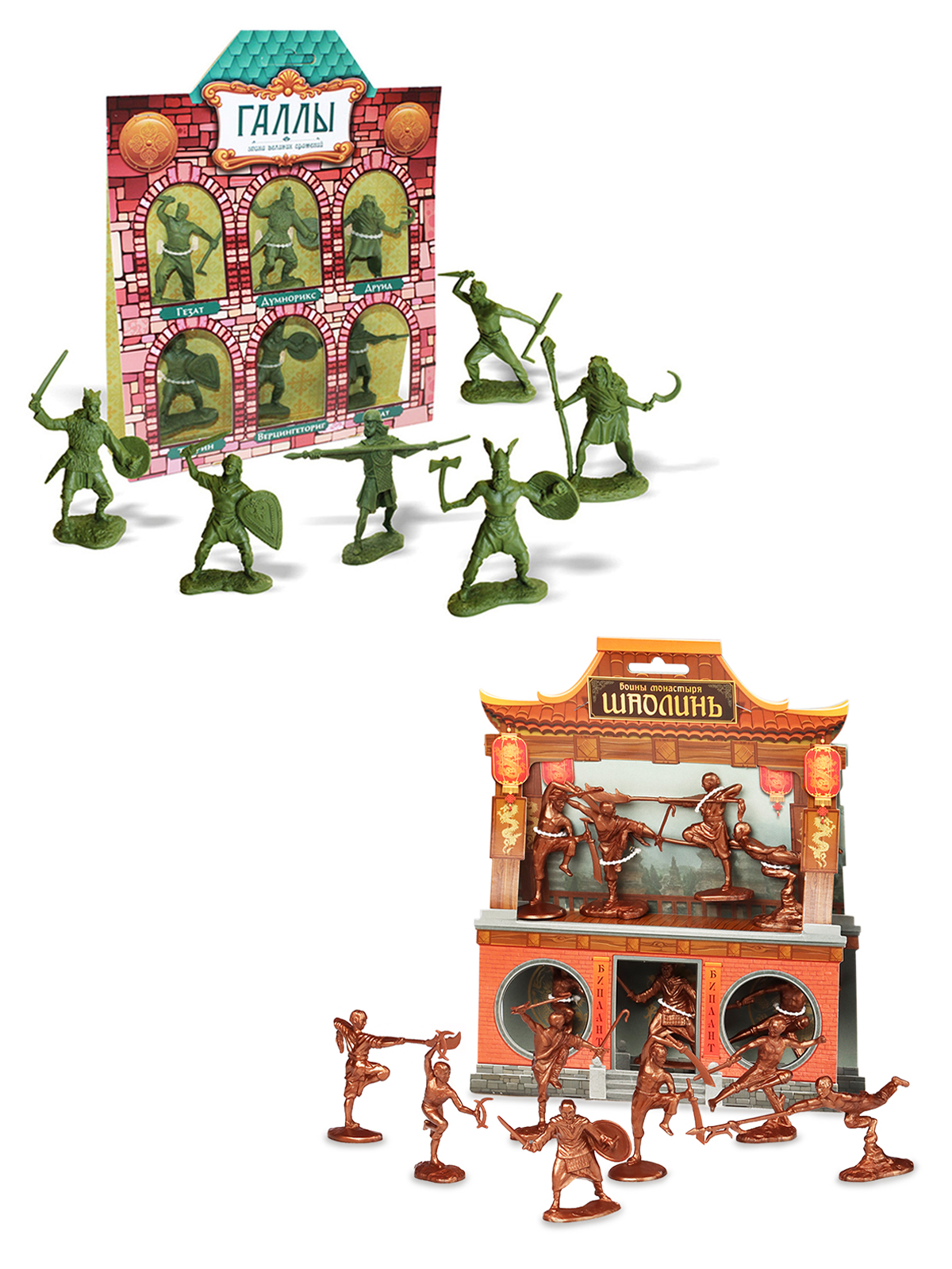 фото Игровой набор солдатиков биплант галлы + воины монастыря шаолинь