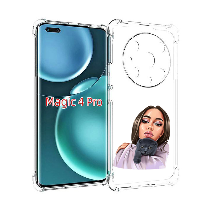 

Чехол MyPads нарисованная-девушка-с-котом женский для Honor Magic4 Pro, Прозрачный, Tocco
