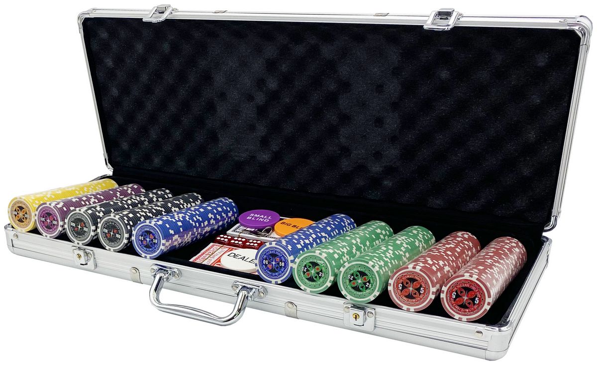 Покерный набор Ultimate, 500 фишек 11.5 г с номиналом в чемодане, сукно