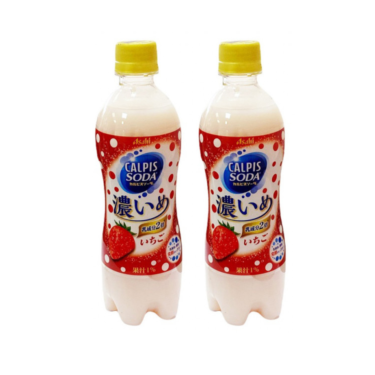 фото Напиток газированный calpis soda насыщенный клубничный вкус (2 шт. по 500 мл) asahi