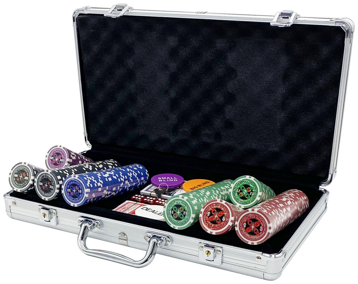 фото Покерный набор ultimate, 300 фишек 11.5 г с номиналом в чемодане, сукно premium poker