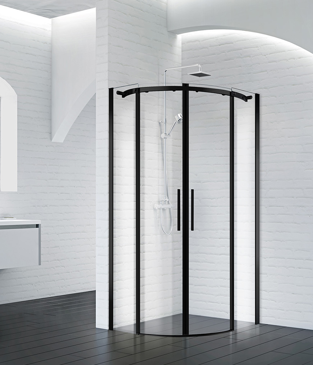 фото Душевой уголок belbagno acqua-r-2-100-c-nero