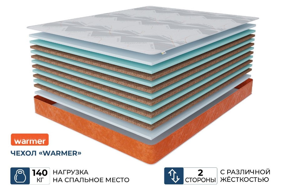 

Ортопедический матрас Beneli Вита в чехле Warmer, Беспружинный, 160х200, Серый, ВИТА
