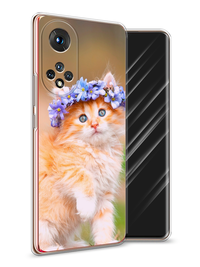 

Чехол Awog на Honor 50 "Рыжий кот в венке", Коричневый;синий, 6105450-1