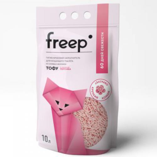 фото Наполнитель для туалета кошек freep тофу с запахом персика 10 л