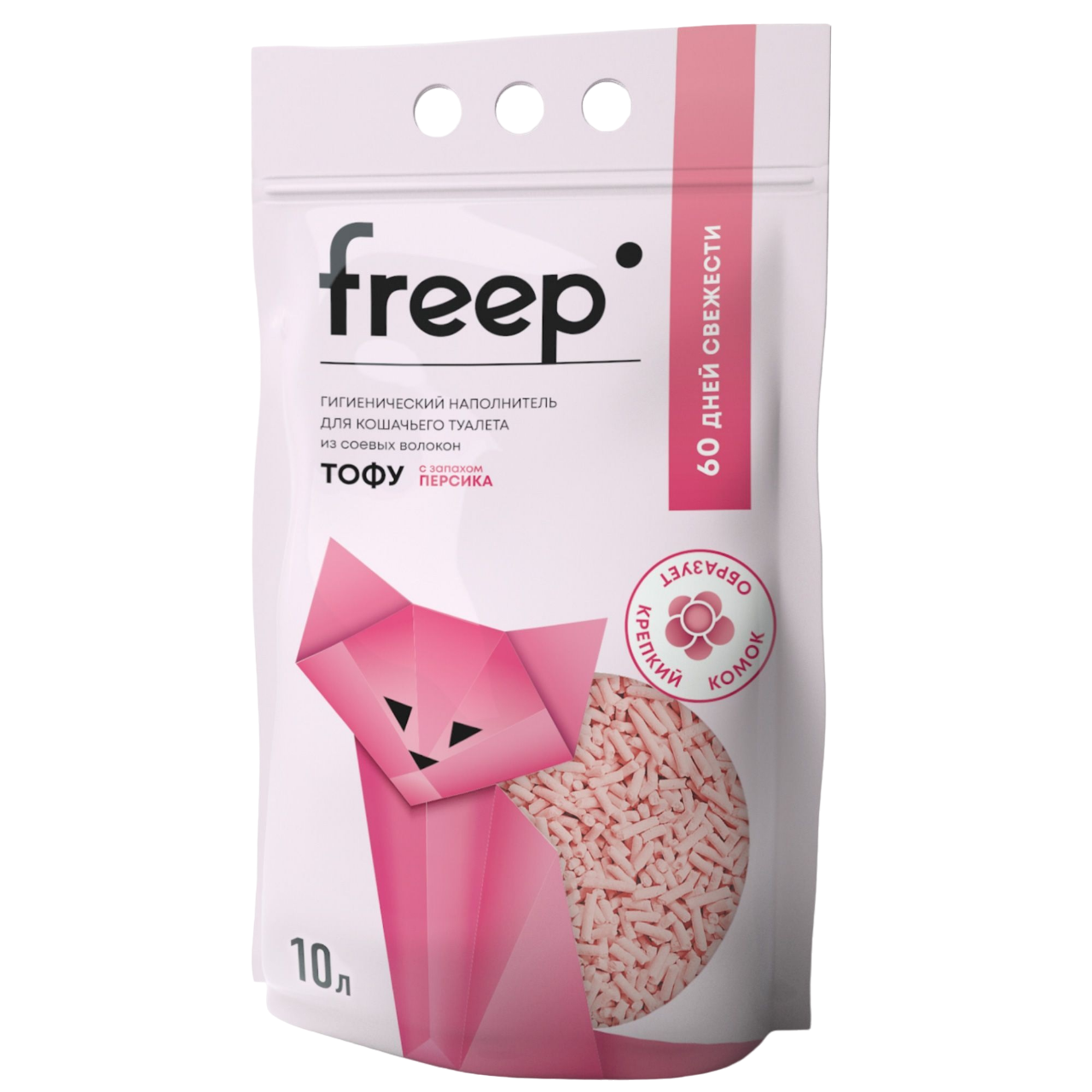 Наполнитель для туалета кошек Freep тофу с запахом персика 10 л