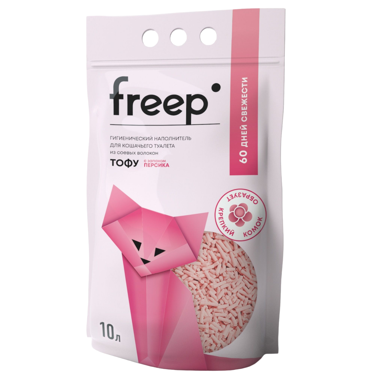 Комкующийся наполнитель Freep тофу, персик, 10 л