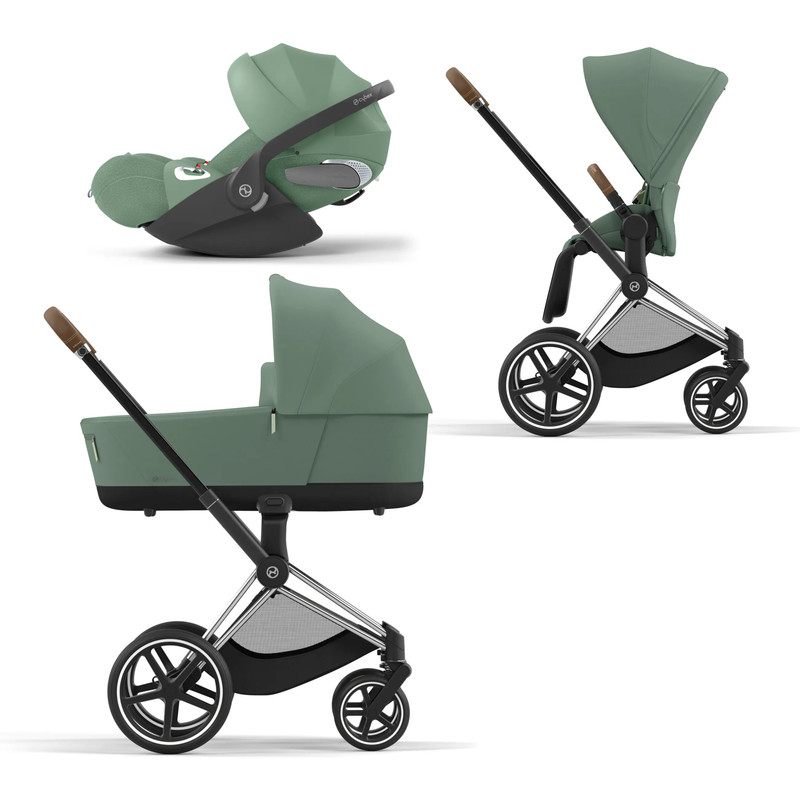 Коляска детская Cybex Priam-4-mix-3-1 СР4-3-1-Chrome-Brown-LeafGreen