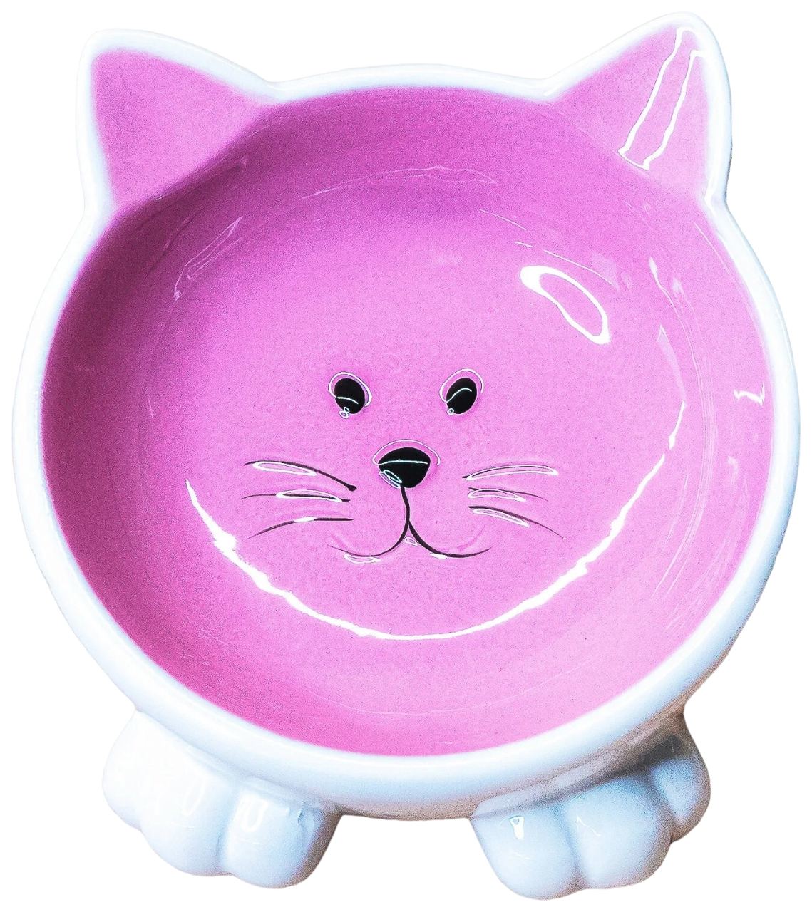Миска для кошек Mr,Kranch керамическая Мордочка кошки на ножках 100 мл розовая