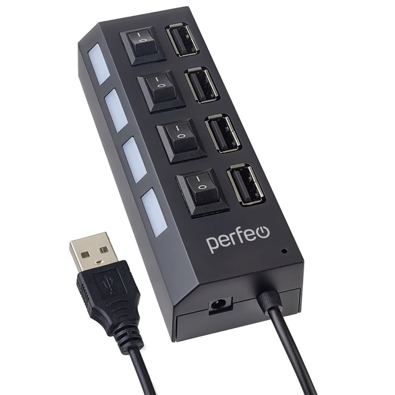 Разветвитель для компьютера Perfeo 4 Port (PF-H030 Black)