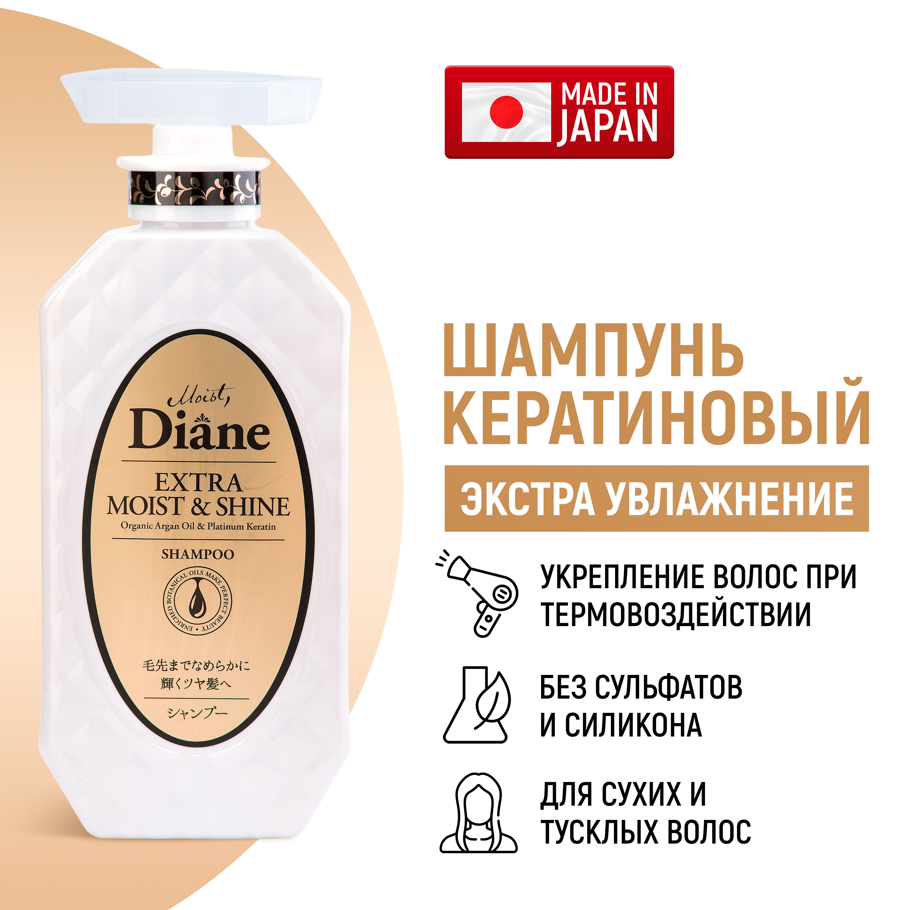 Шампунь кератиновый Moist Diane Perfect Beauty Увлажнение 450 мл