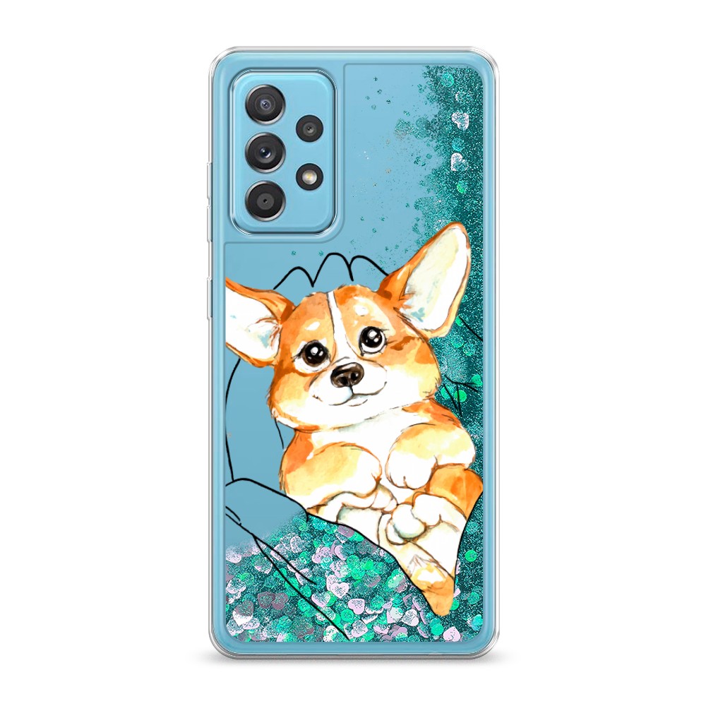 

Жидкий чехол с блестками "Корги в ладошках" на Samsung Galaxy A52, 2102495-1