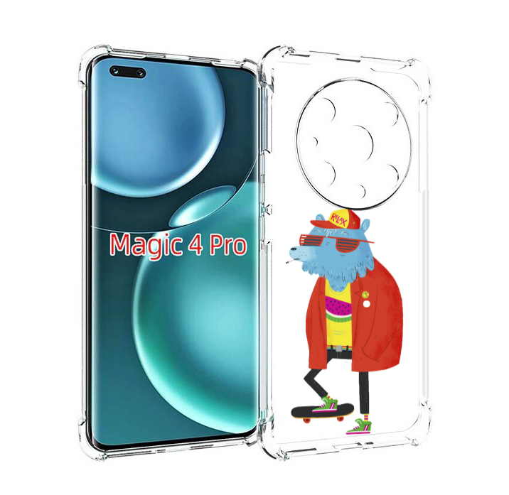 

Чехол MyPads медведь на скейте для Honor Magic4 Pro, Прозрачный, Tocco