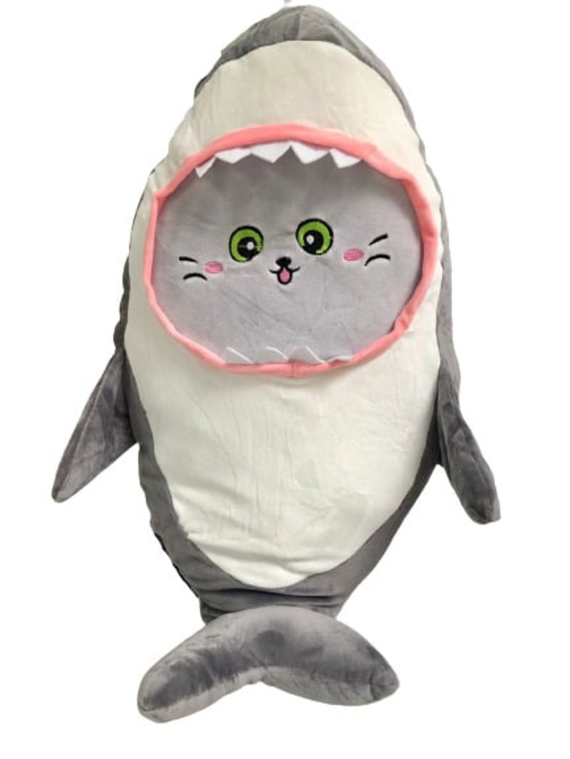 фото Мягкая игрушка plush story кот акула kitty shark 60 см серая серый