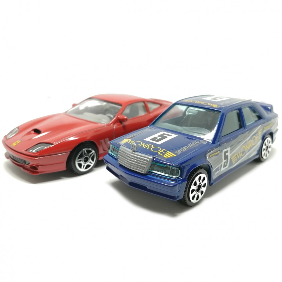 Набор коллекционных автомобилей Bburago Mercedes 190 и Ferrari 550 Maranello, масштаб 1:43