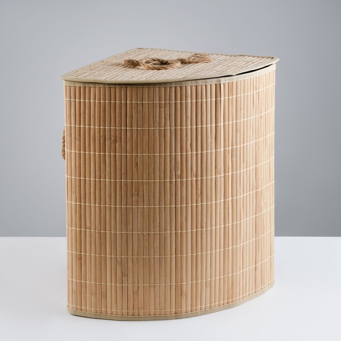 

Корзина для белья, с крышкой, 34х34х52 см, бамбук,джут, Бежевый