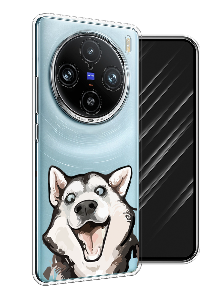 

Чехол Awog на Vivo X100 Pro "Радостный хаски", Белый;голубой;черный, 2611850-1
