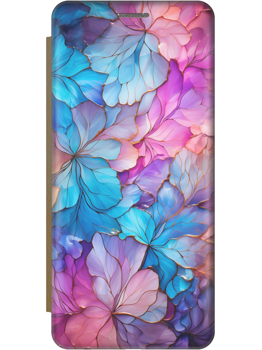 

Чехол-книжка на Tecno Spark 10/10C с рисунком "Цветочный витраж" золотой, Голубой;розовый, 20000767