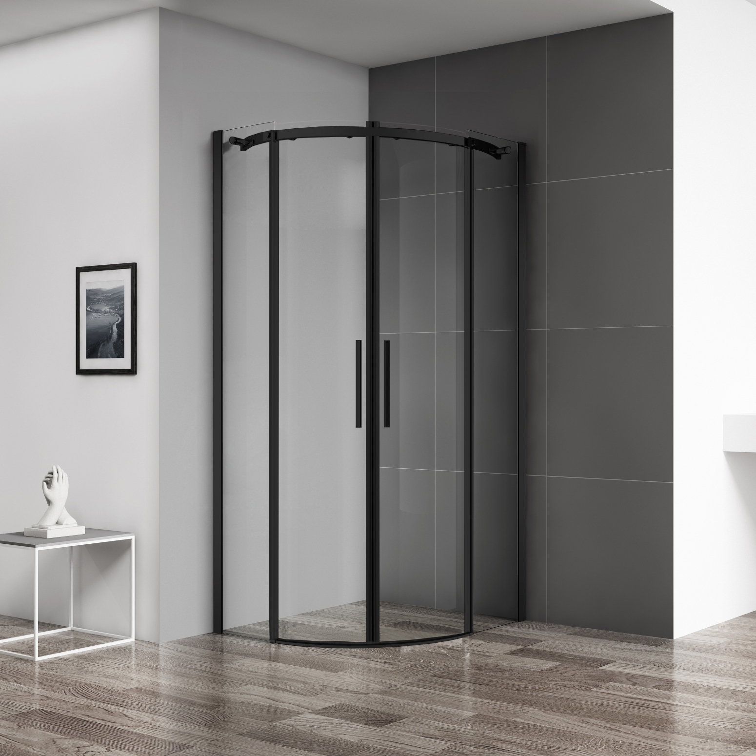 фото Душевой уголок belbagno acqua r-2-100-c-nero черный матовый acqua-r-2-100-c-nero