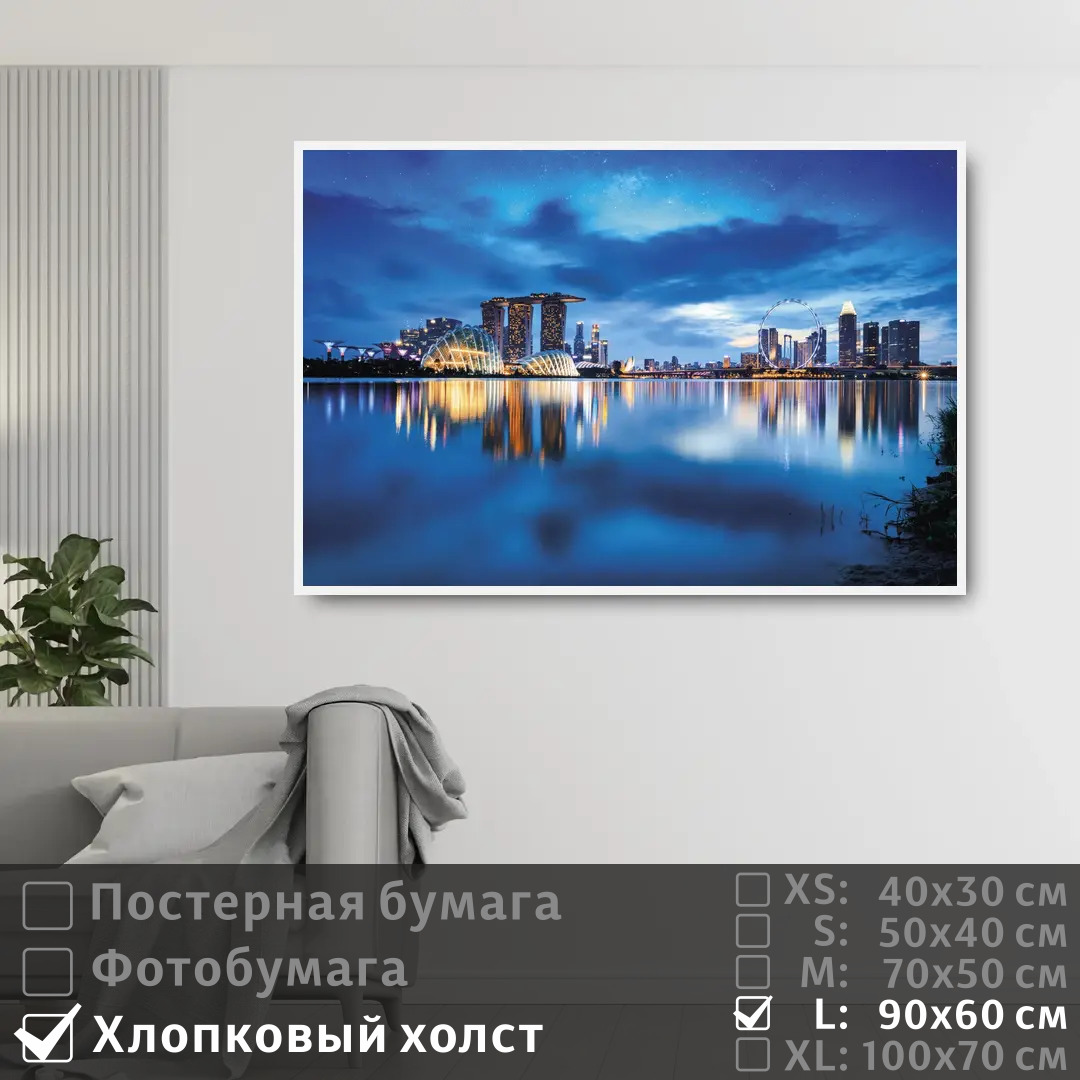 

Постер на холсте ПолиЦентр Ночные небоскребы у реки 90х60 см, НочныеНебоскребыУРеки
