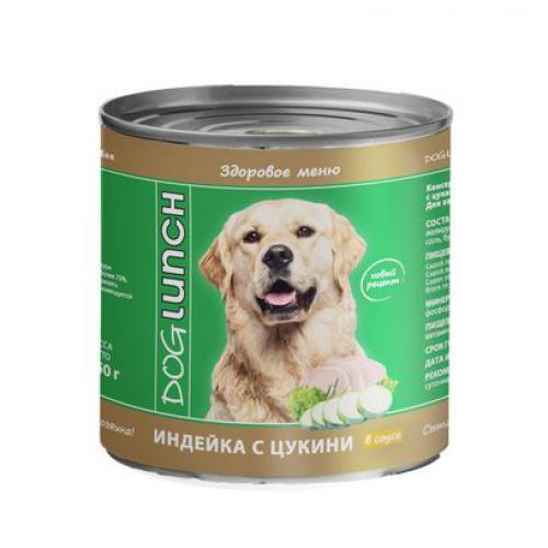 фото Консервы для собак dog lunch индейка с цукини в соусе, 750 г