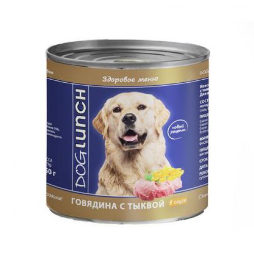 

Консервы для собак Dog Lunch говядина с тыквой в соусе, 750 г