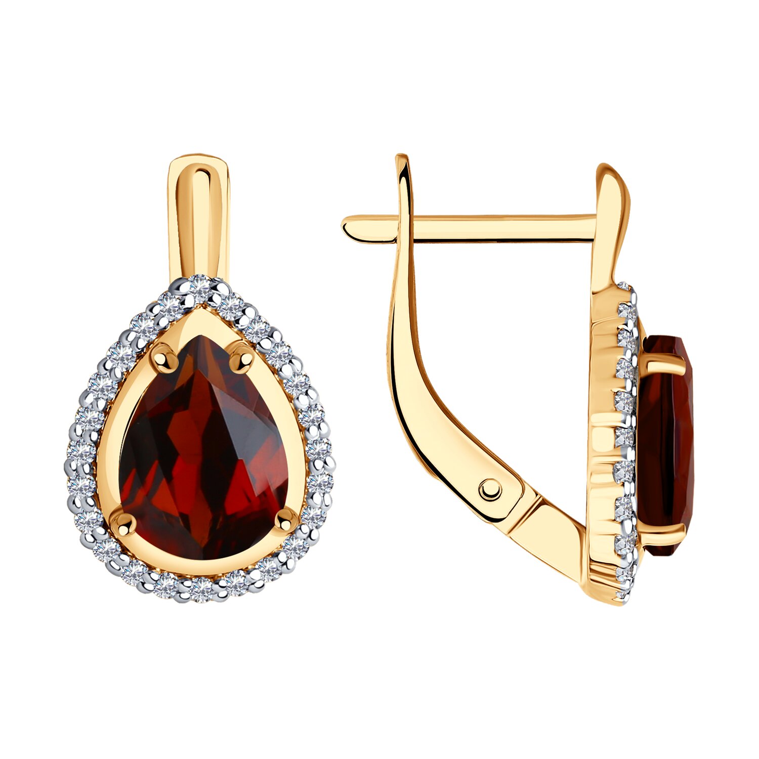 

Серьги из красного золота ЯХОНТ Золотой 259679, гранат/фианит, 259679