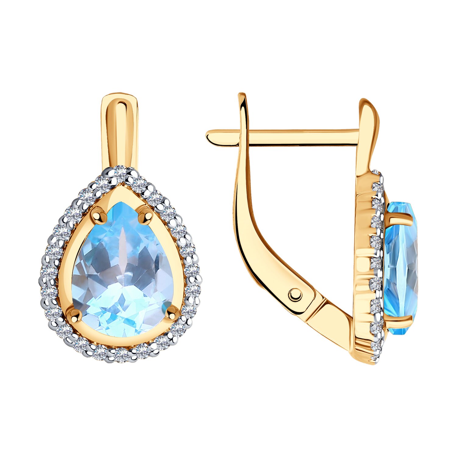 

Серьги из красного золота ЯХОНТ Золотой 259577, топаз/фианит, 259577