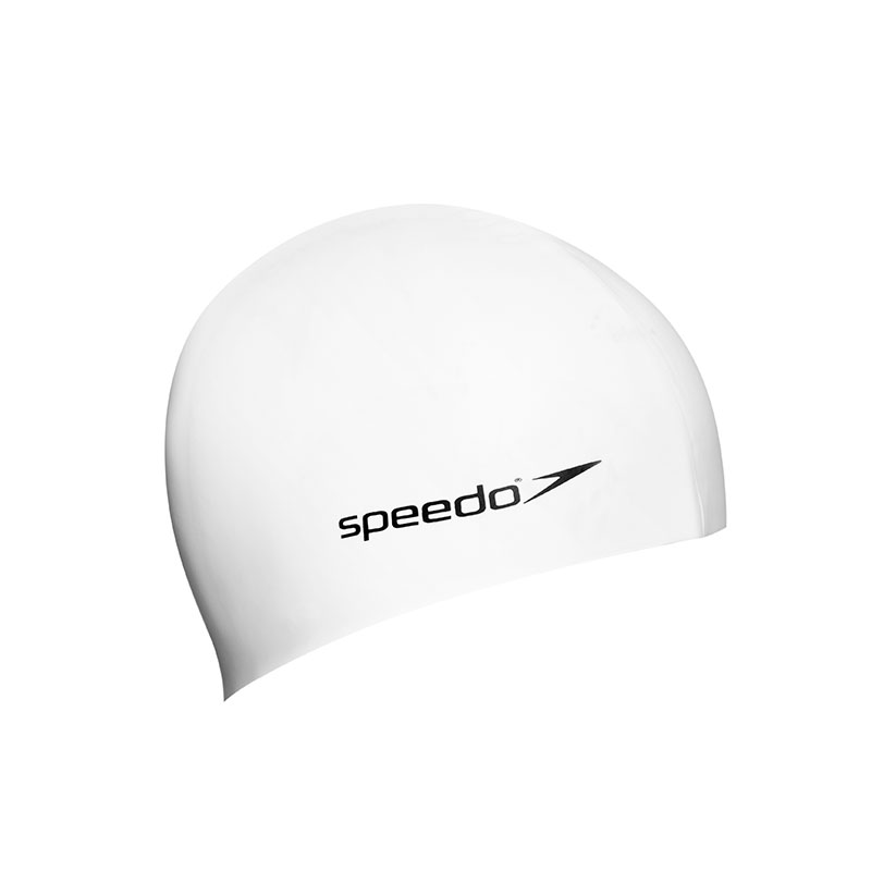 SPEEDO Plain Flat Silicon Cap Junior шапочка дет (0001) белый, one size