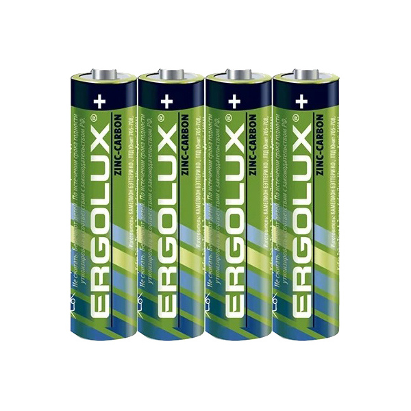 Батарейка солевая Ergolux R03SR4 AAA, 1,5V, 4 шт. батарейка ergolux 6f22sr1 9v 1 шт