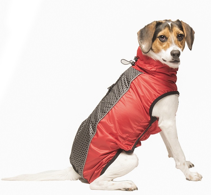 фото Плащ-дождевик для собак dog gone smart hexagon jackets светоотражающий красный, 50 см