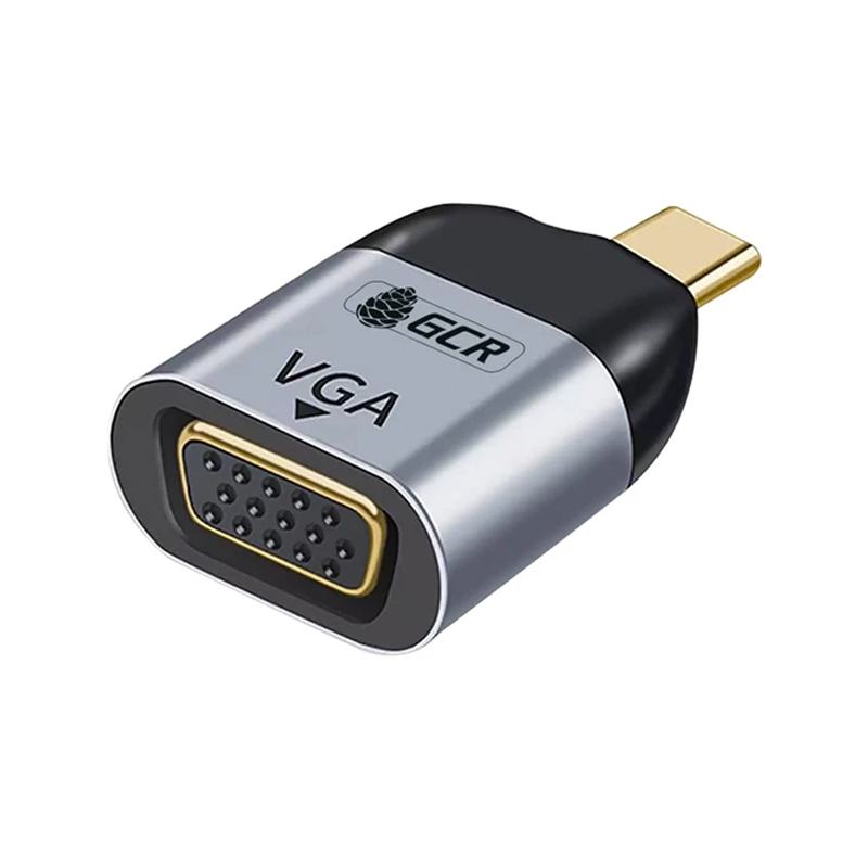 Коннектор Greenconnect USB Type C - VGA вилка-розетка м (GCR-53392) черный, серебристый