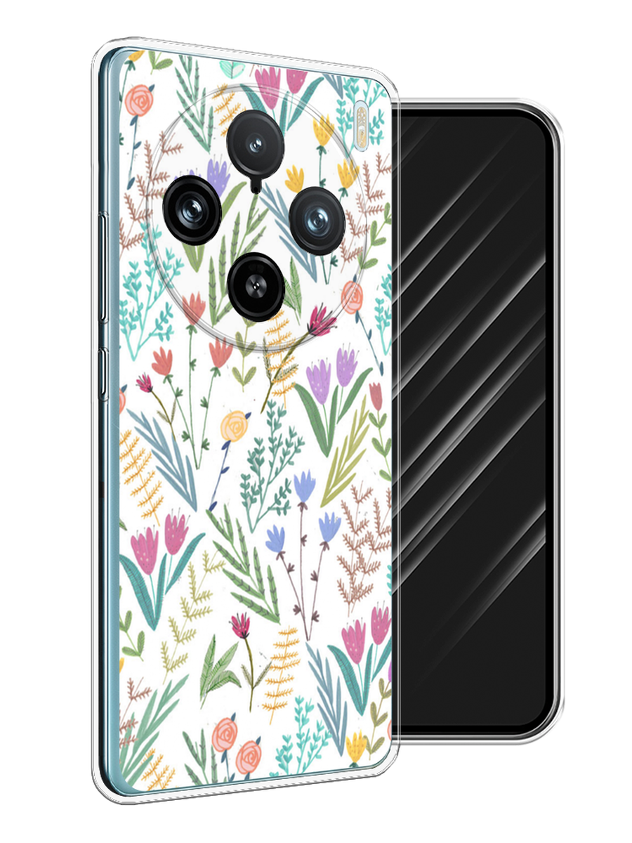 

Чехол Awog на Vivo X100 Pro "Полевые цветы рисунок", Белый;зеленый, 2611850-1