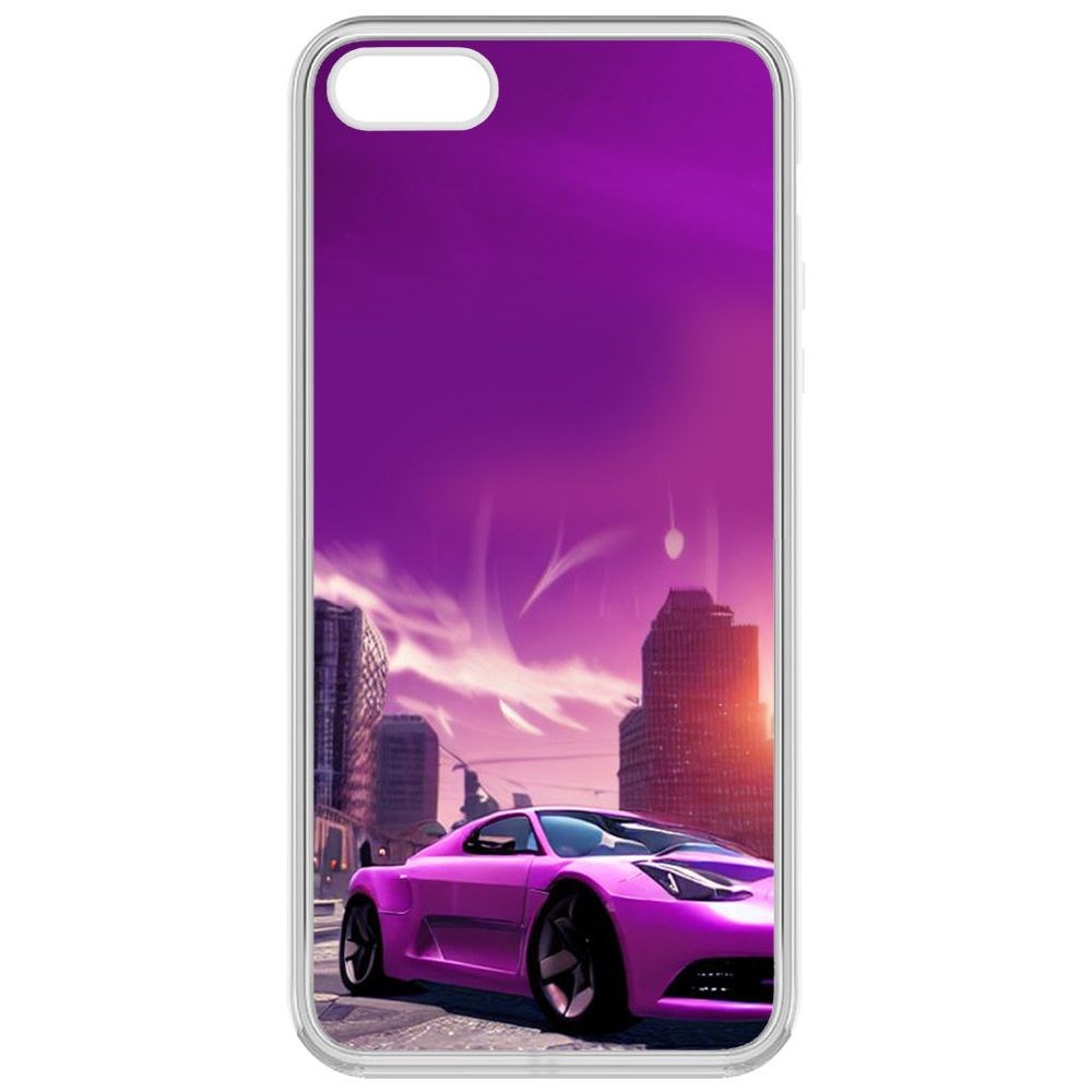 

Чехол-накладка Krutoff Clear Case Розовое авто для iPhone 5, Прозрачный