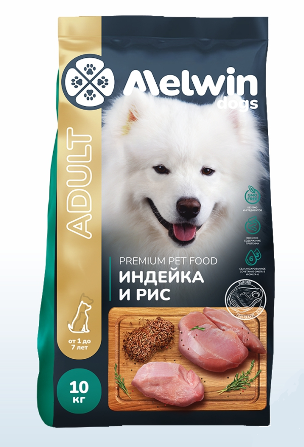 Сухой корм для собак MELWIN, индейка и рис, 10 кг
