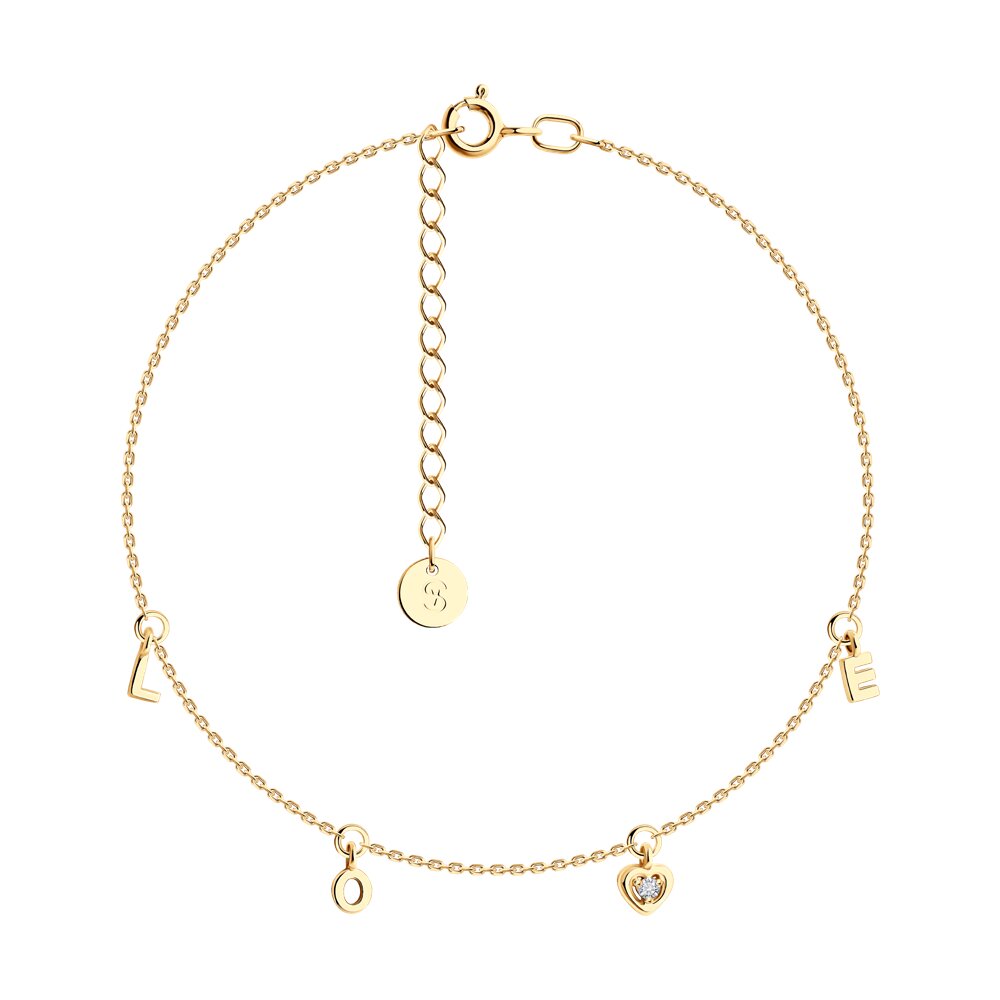 

Браслет на ногу из золота р. 25 SOKOLOV 1050315, бриллиант, 1050315