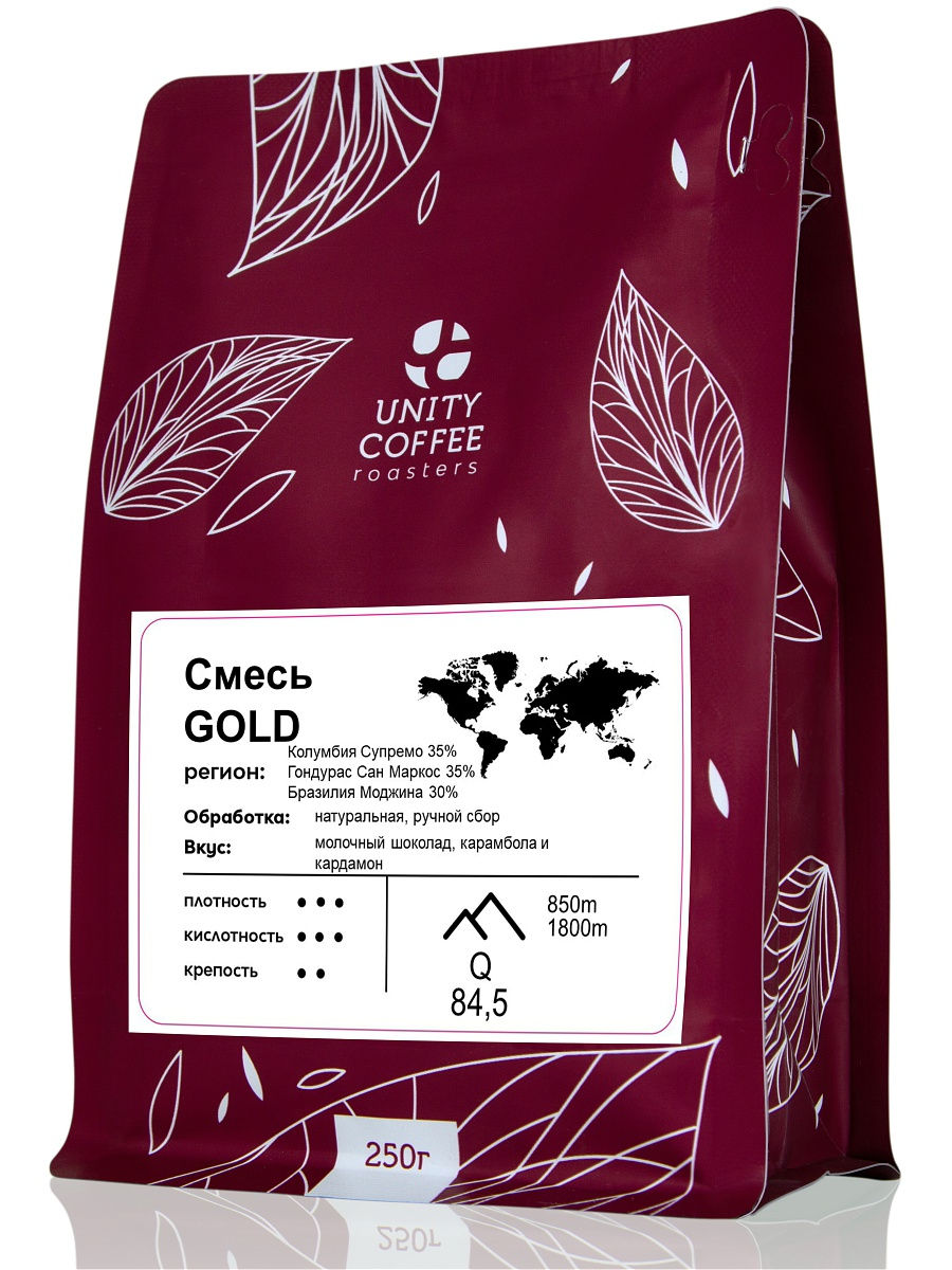 

Зерновой кофе Unity Coffee смесь Gold 250гр