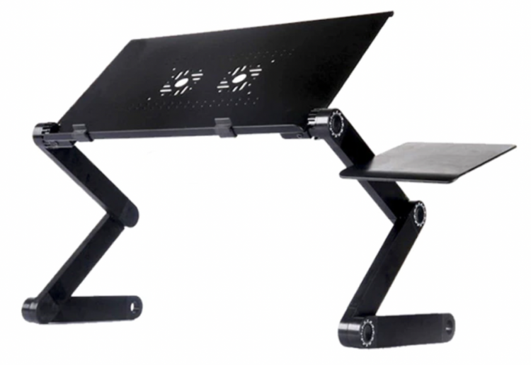 фото Складной регулируемый столик для ноутбука с 2 вентиляторами, черный ninth world